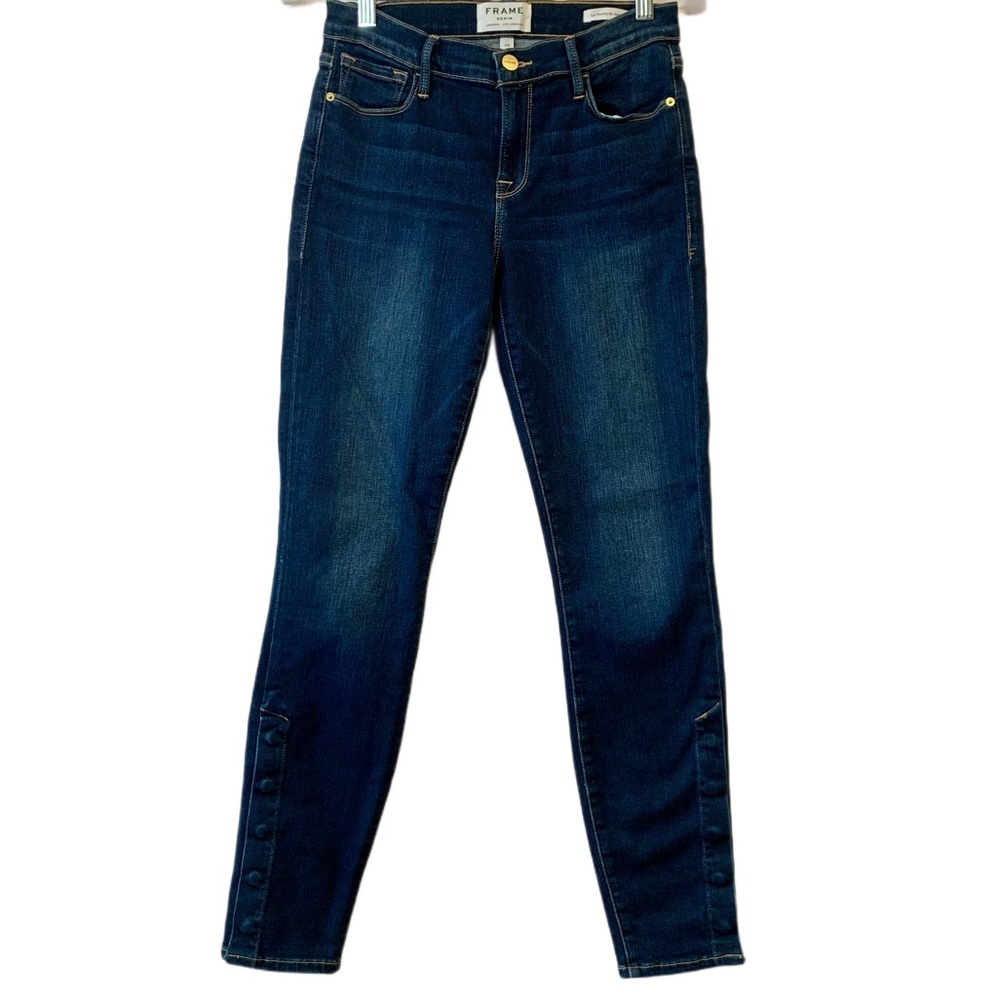 Frame Le Skinny de Jeanne Super Stretchy Martha Dark Wash With Break Away Jeans